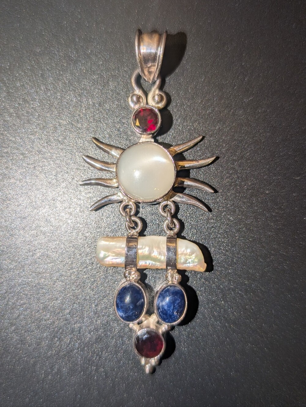 Sterling Silver Celestial Gemstone And Pearl Pendant - Picture 3 of 13
